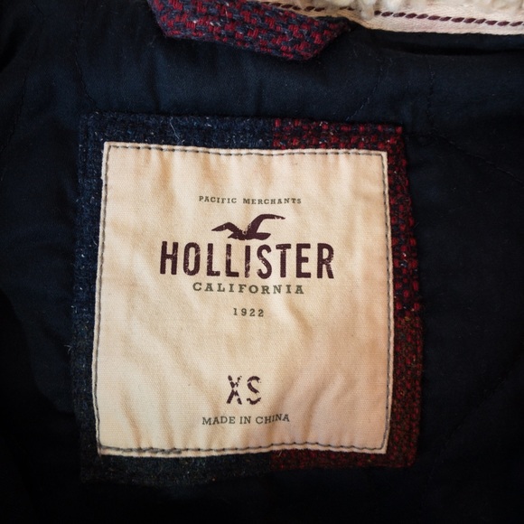 Hollister Jacket Plaid Wool Blend Faux Fur Trim Zip Up and Button Up Coat Sz XS - Picture 12 of 16